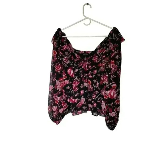 Jessica Simpson Blouse Top Large Sheer Floral Long‎ Sleeve Lined - Picture 3 of 9